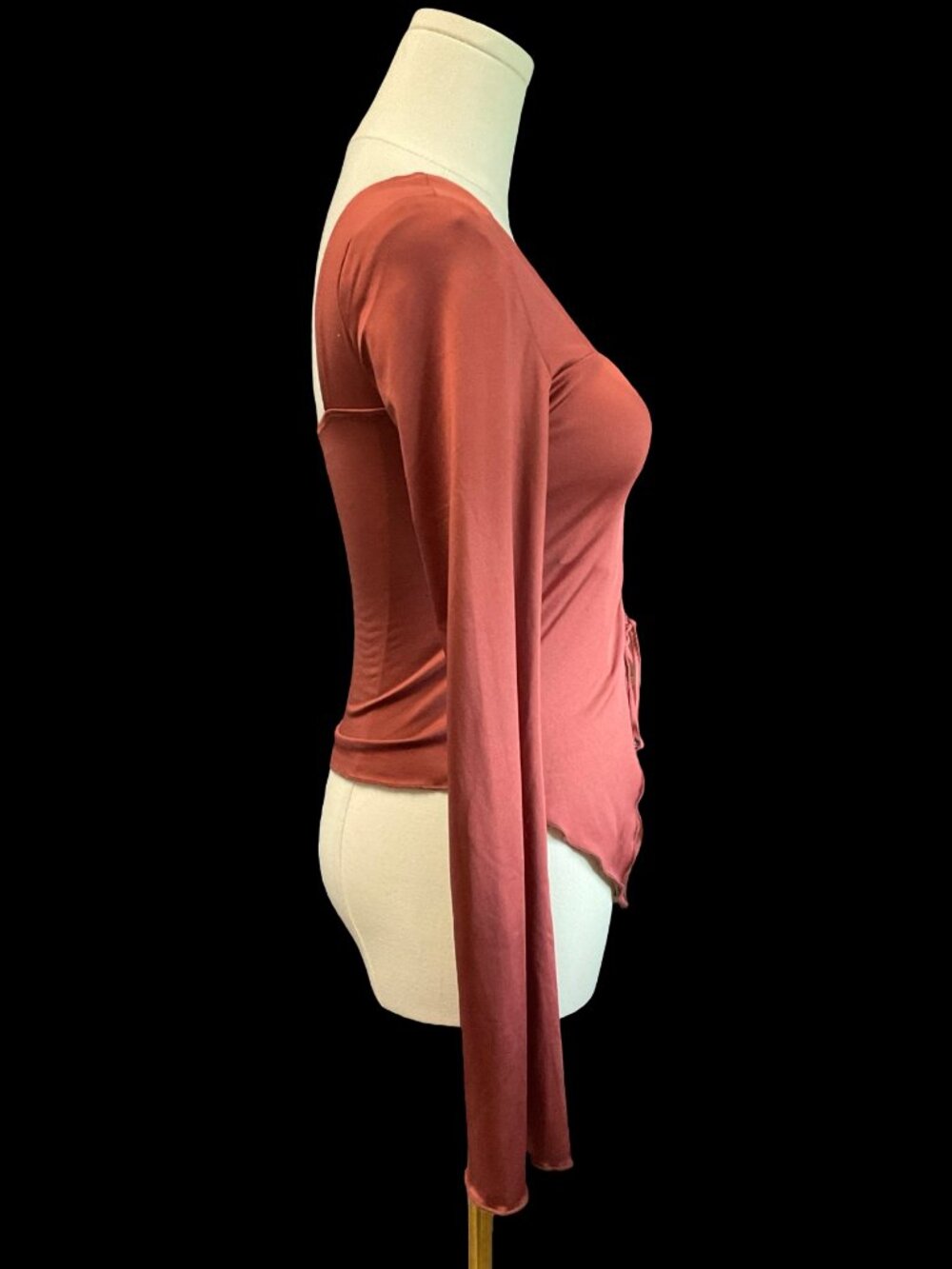 Rust Ruched Top w/ Handkerchief Hem - Picture 2 of 4